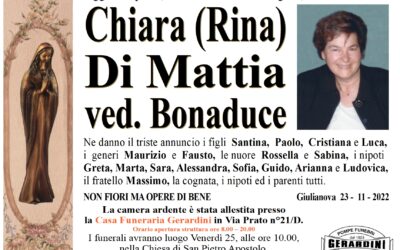 CHIARA (RINA) DI MATTIA ved. BONADUCE