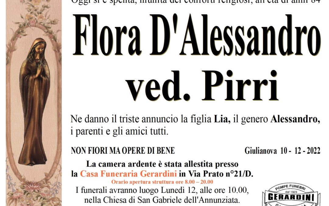 FLORA D’ALESSANDRO VED. PIRRI