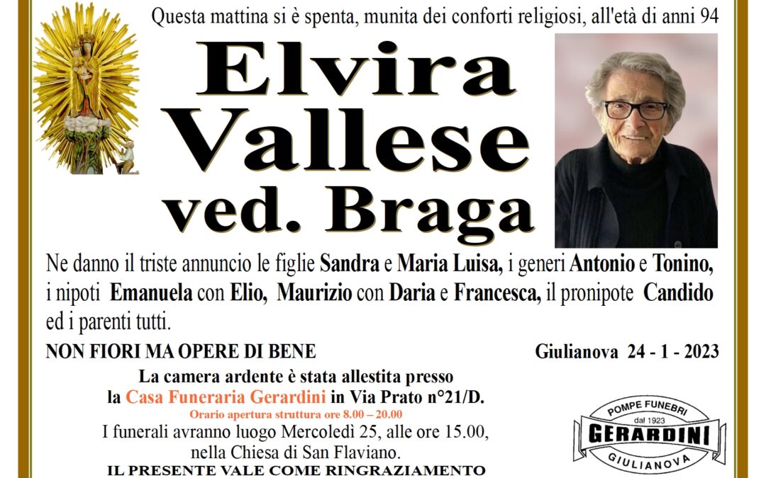 ELVIRA VALLESE VED. BRAGA