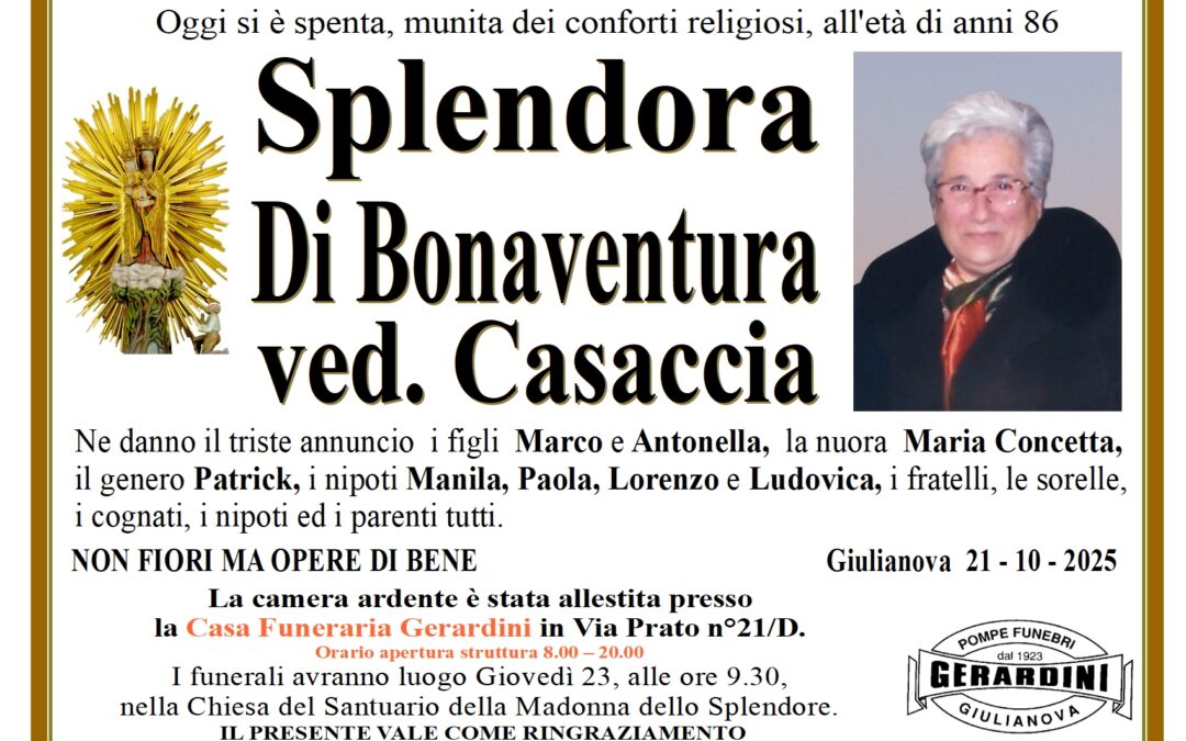 SPLENDORA DI BONAVENTURA VED. CASACCIA