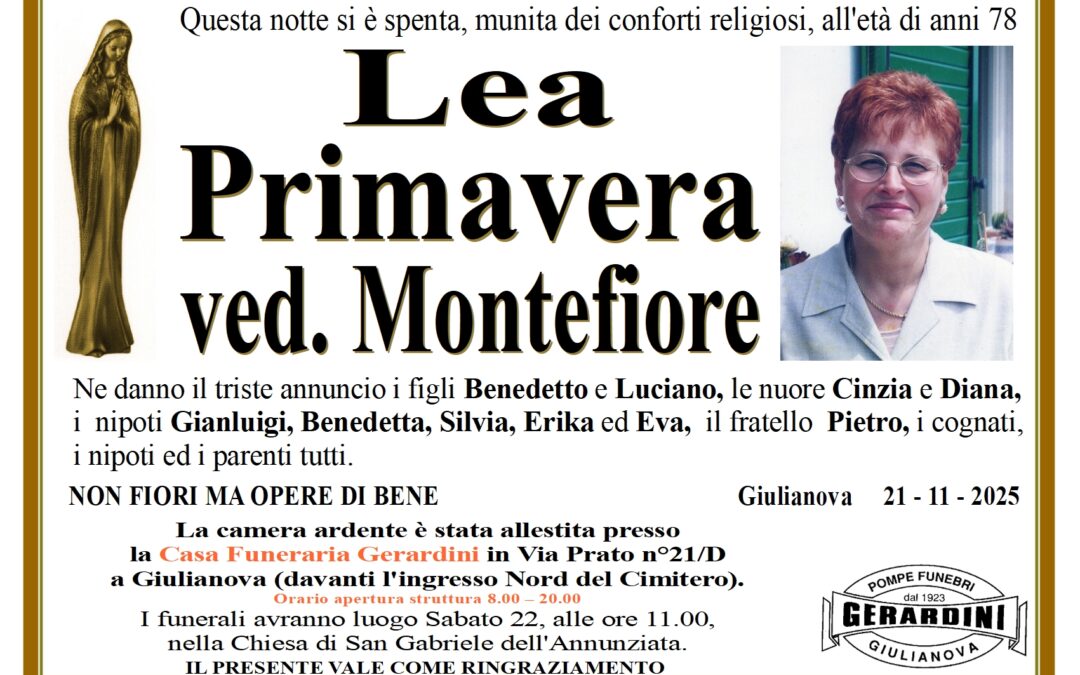 LEA PRIMAVERA VED. MONTEFIORE