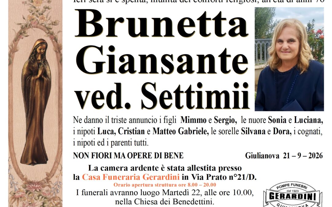 BRUNETTA GIANSANTE VED. SETTIMII