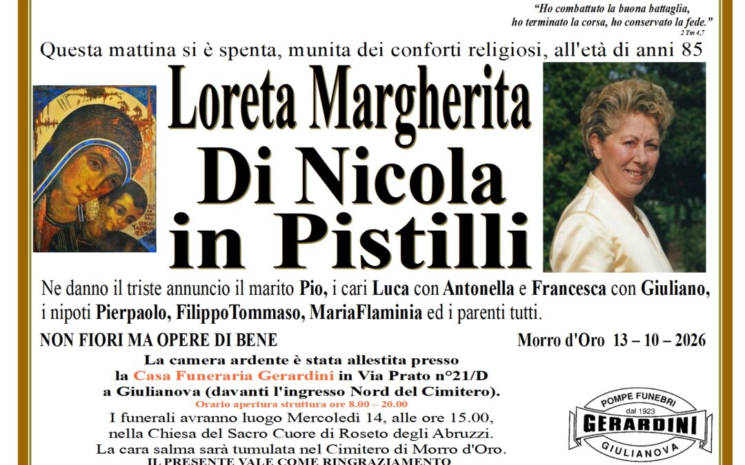 LORETA MARGHERITA DI NICOLA IN PISTILLI